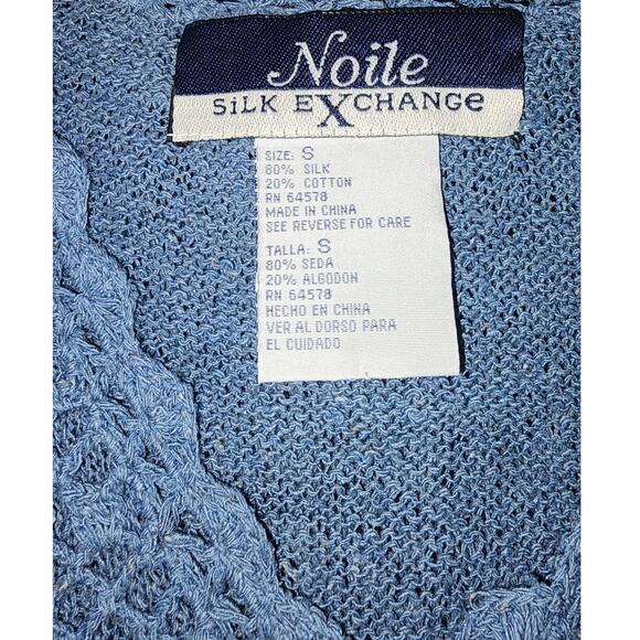 Noile Silk Exchange Vtg Blue 1990's 80% Silk Crochet Vest Women Size Small - Picture 7 of 8